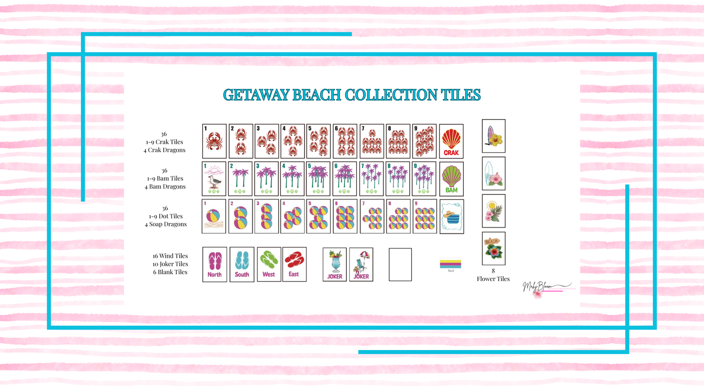 Getaway Beach Collection - Engraved 160 Tile Set with Travel Bag - free shipping
