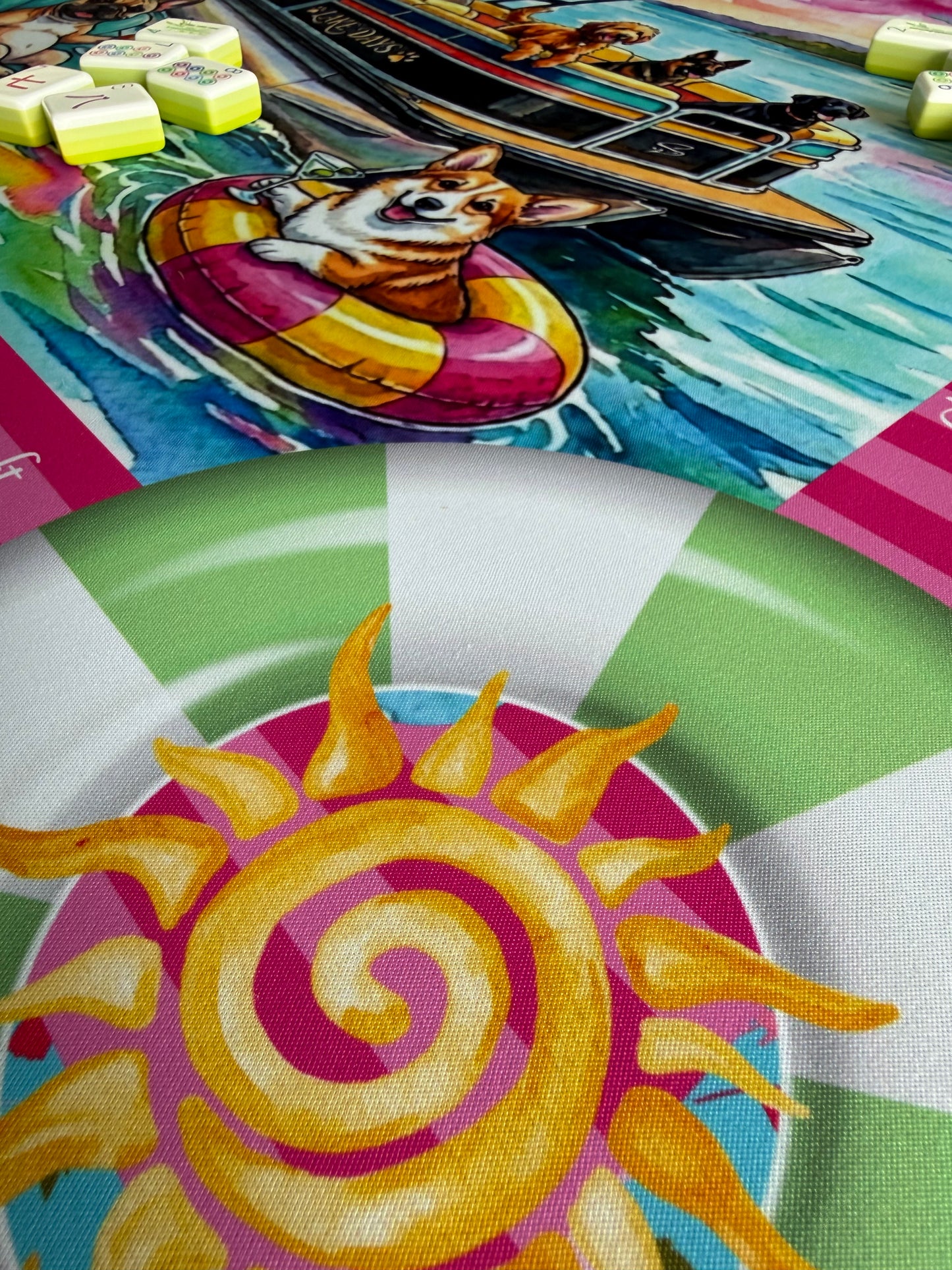 Lake Days with Pups Mahjong Mat