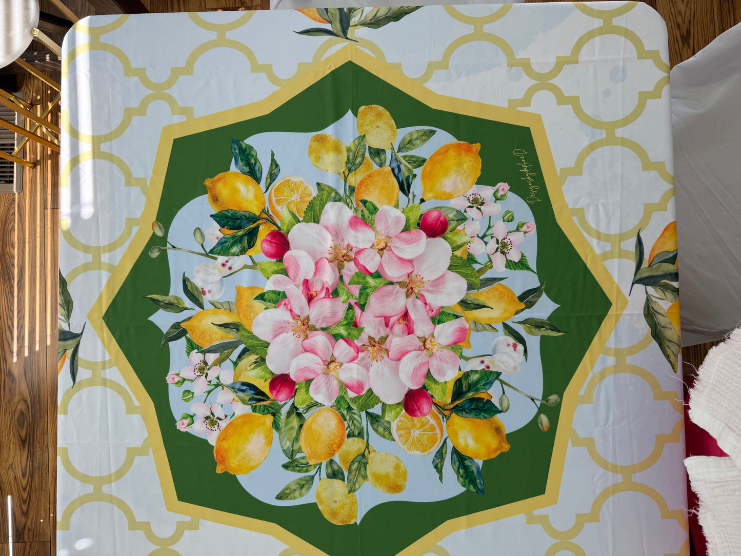 Lemon Springtime Square 54” Tablecloth