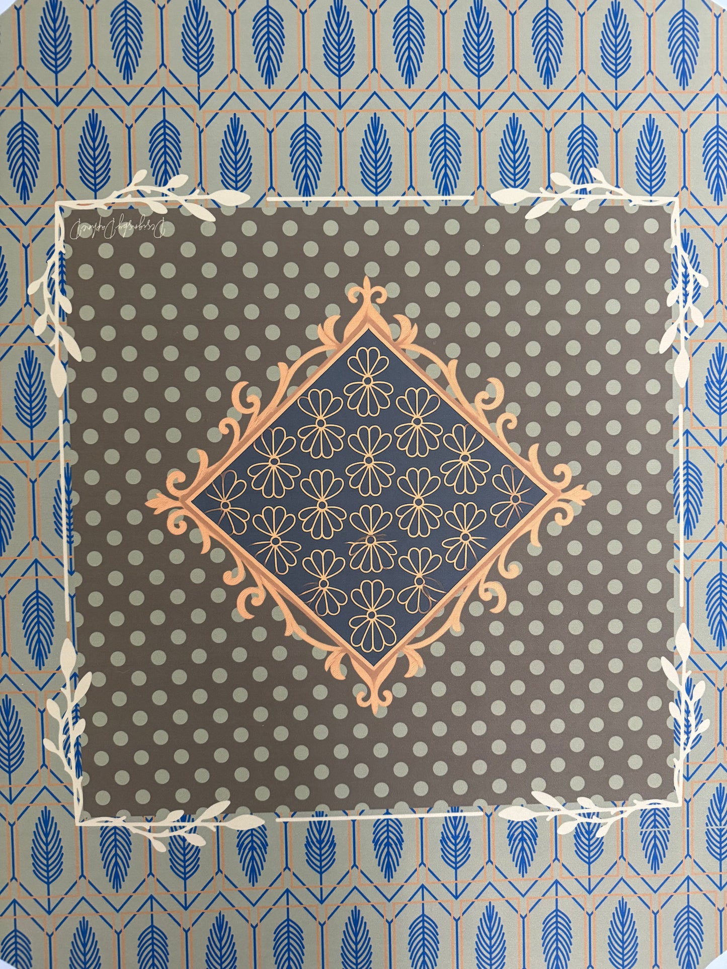 Feather of a Bird Bam Mahjong Mat-Shipping is included- rolled in a box