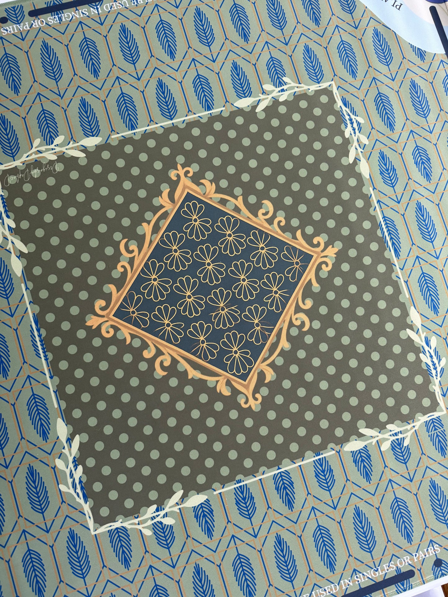 Feather of a Bird Bam Mahjong Mat-Shipping is included- rolled in a box