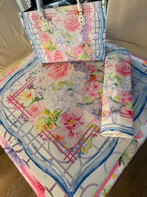 Watercolor Garden Collection Mahjong Mat, Tote Bag & Rack cover - Shipping included