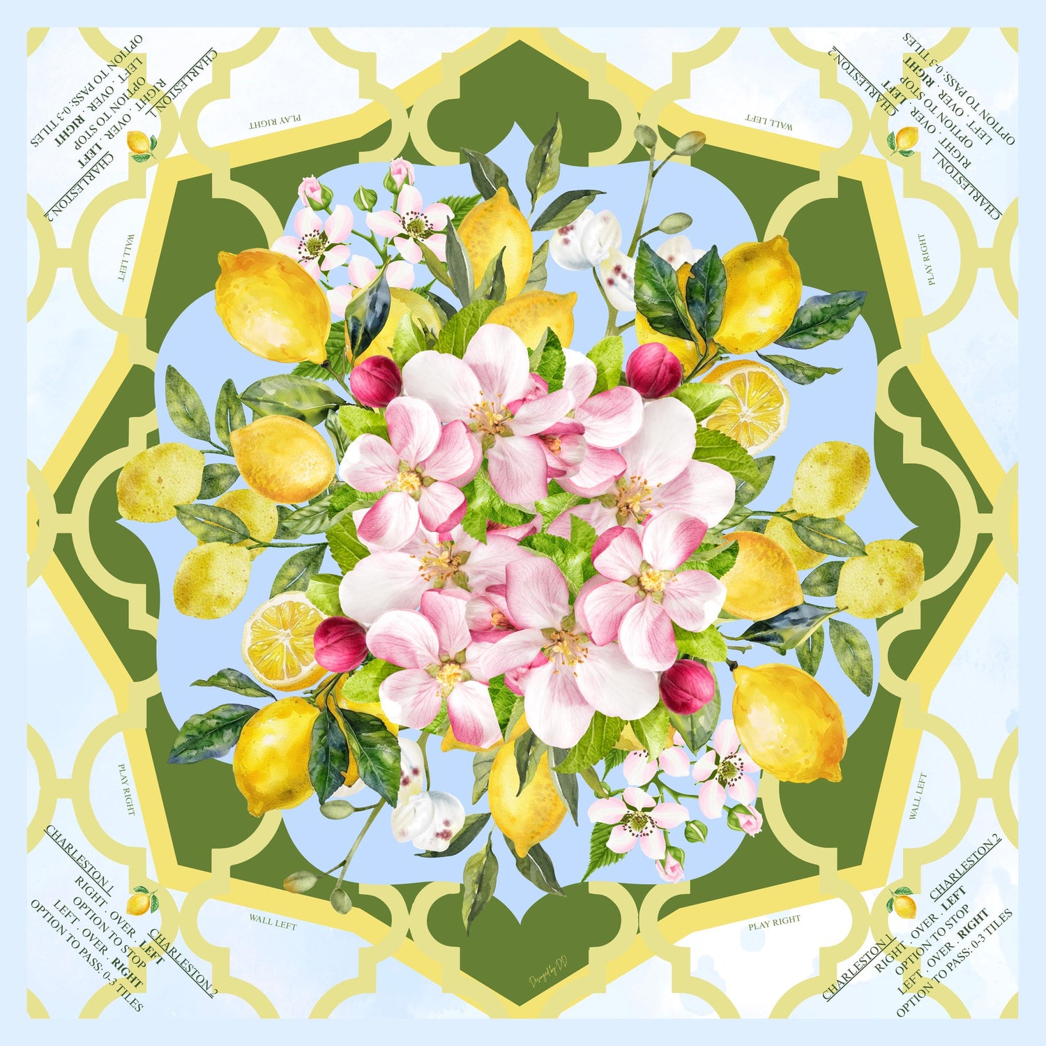 Lemon Springtime Classic Mahjong Mat- shipping is included, rolled up
