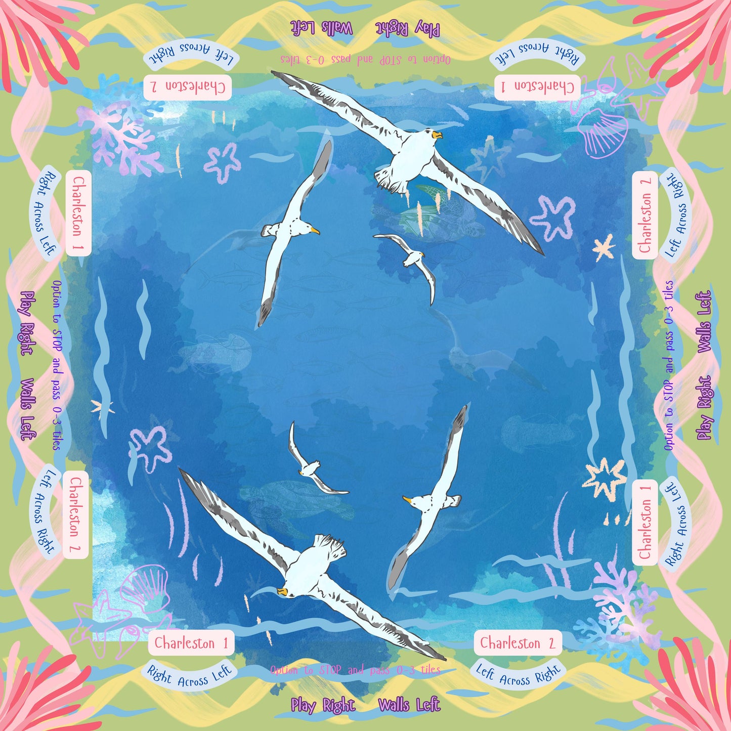 Under the Sea Mahjong Mat- Free Shipping in a box rolled up