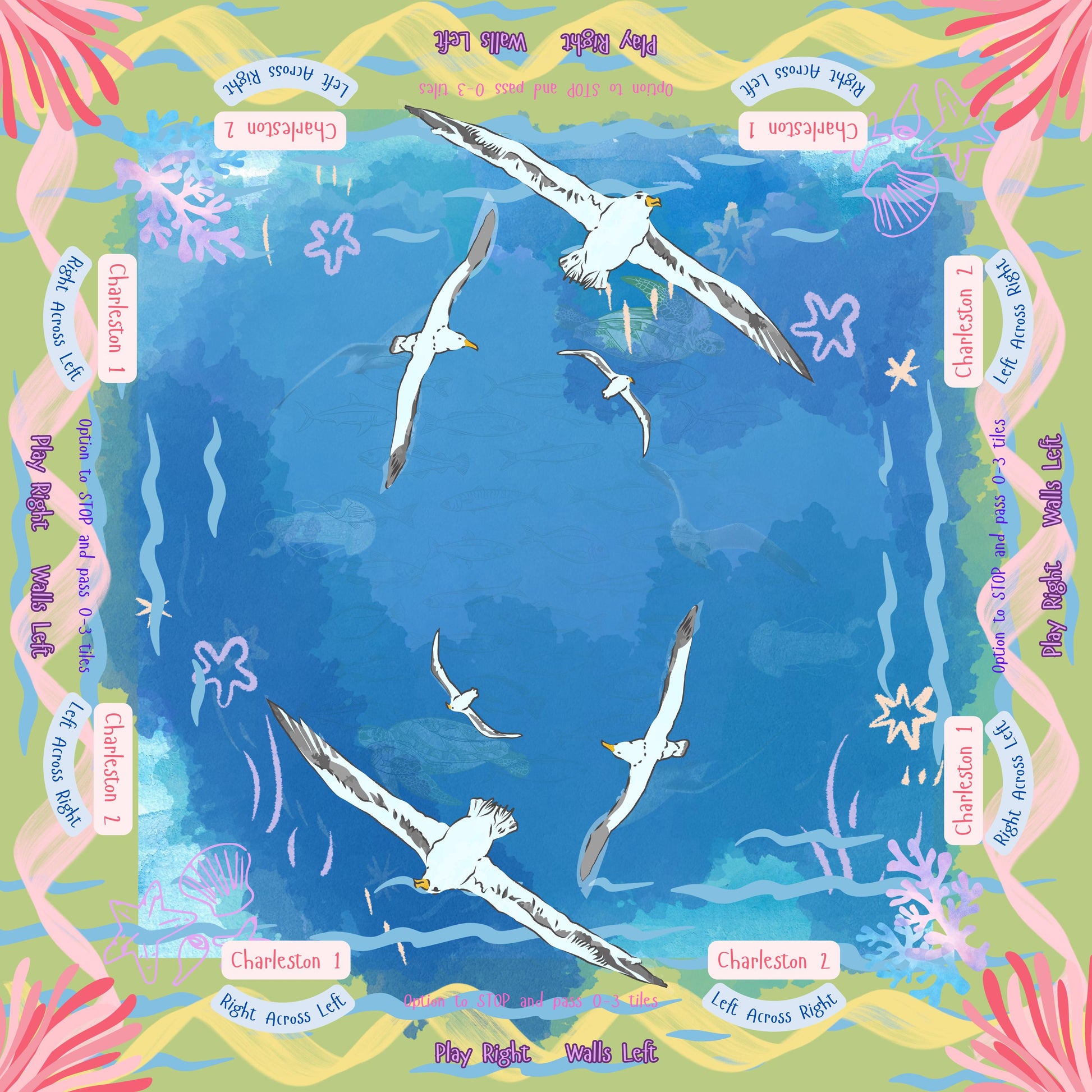 Under the Sea Mahjong Mat- Free Shipping in a box rolled up