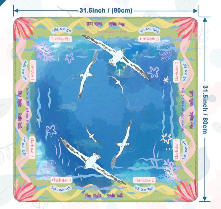Under the Sea Mahjong Mat- Free Shipping in a box rolled up
