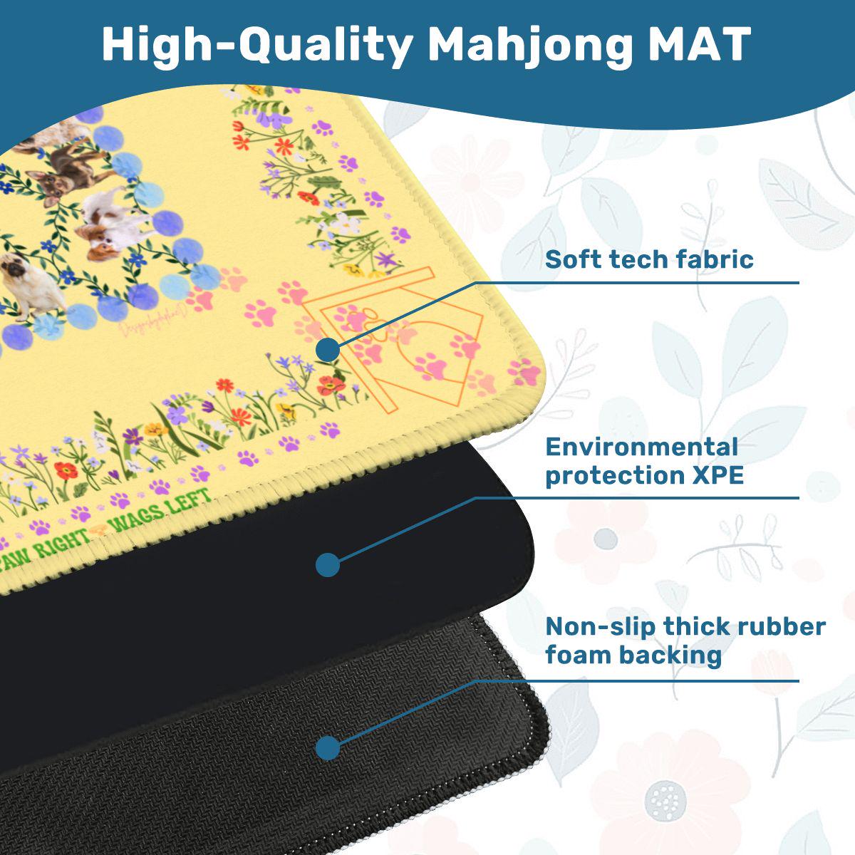 Puppourri Garden Mahjong Mat – Designer Puppies, Wildflowers, Paw Prints