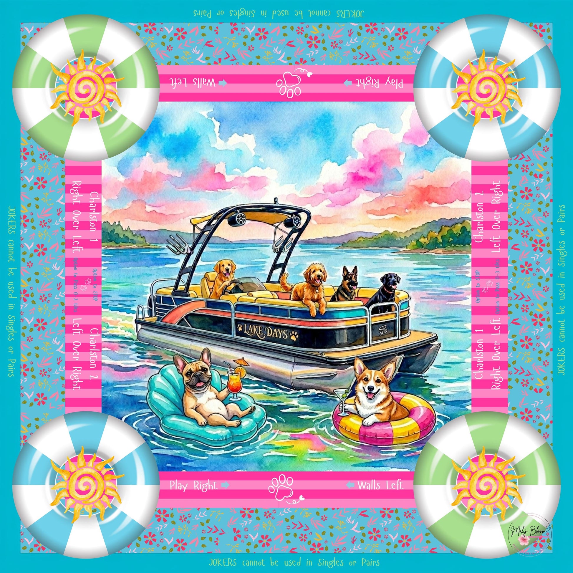 Lake Days with Pups Mahjong Mat