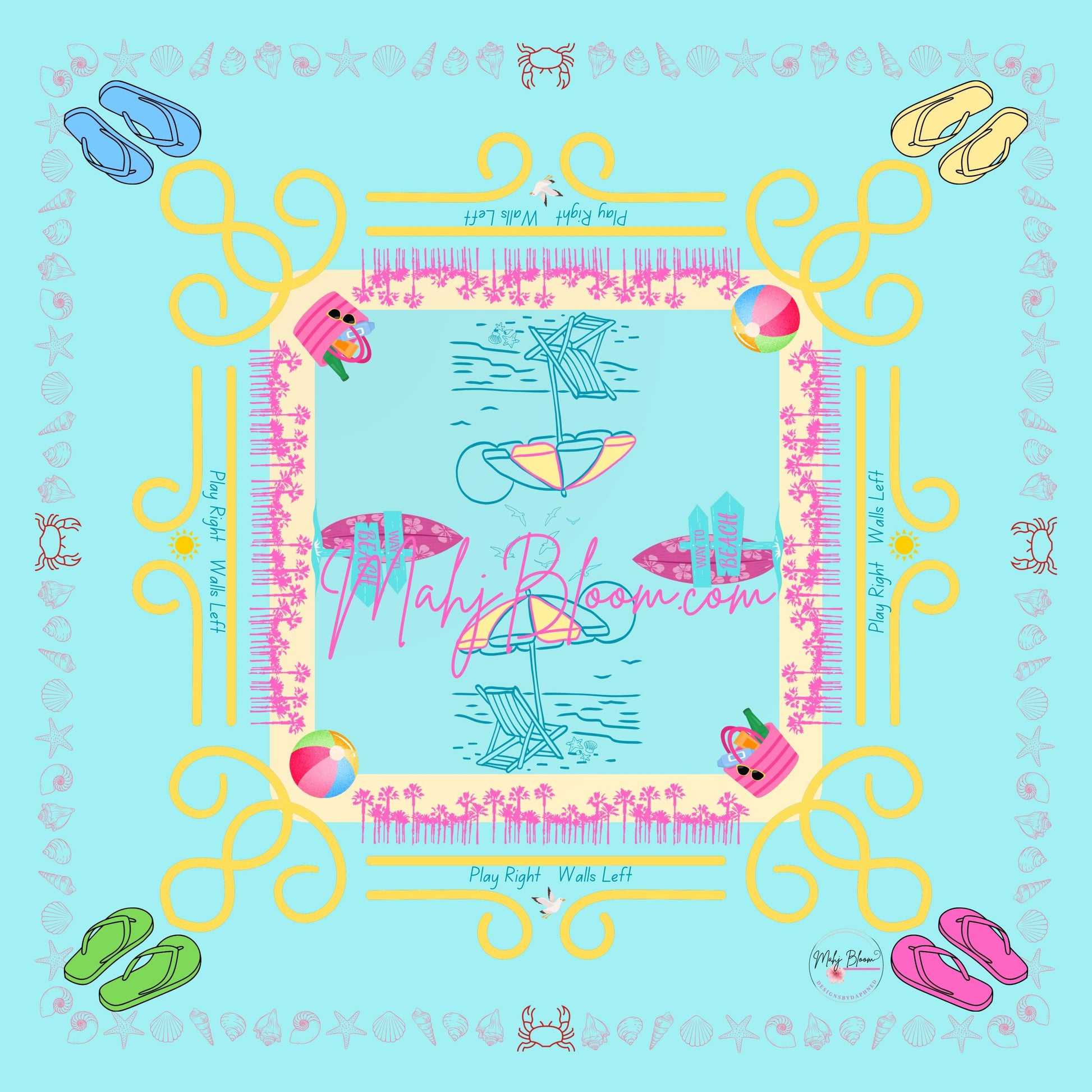 Beach Party Mahjong Mat- shipping is included, rolled in a box