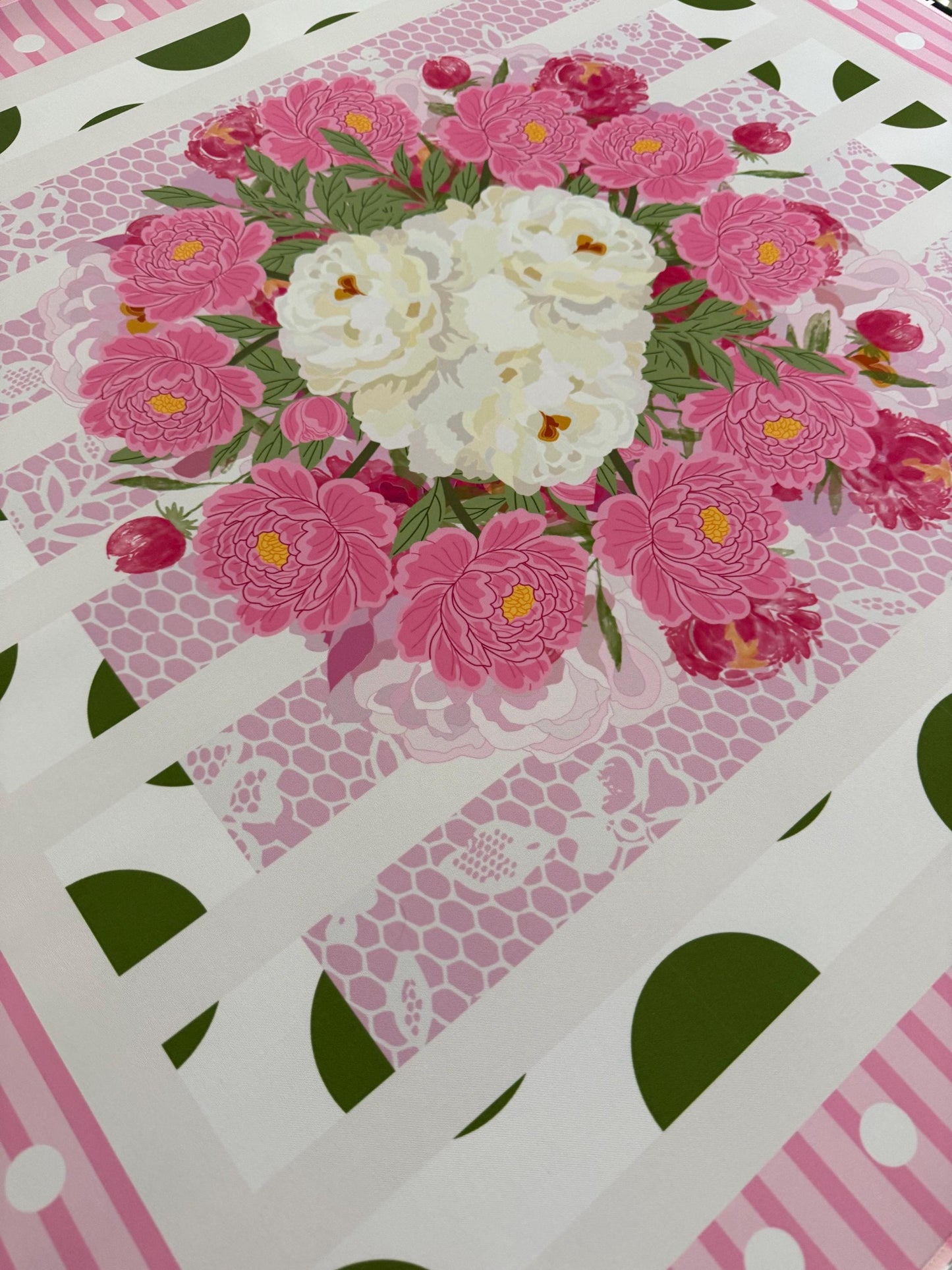 Sweet Peony Mahjong Mat- shipping is included, rolled in a box