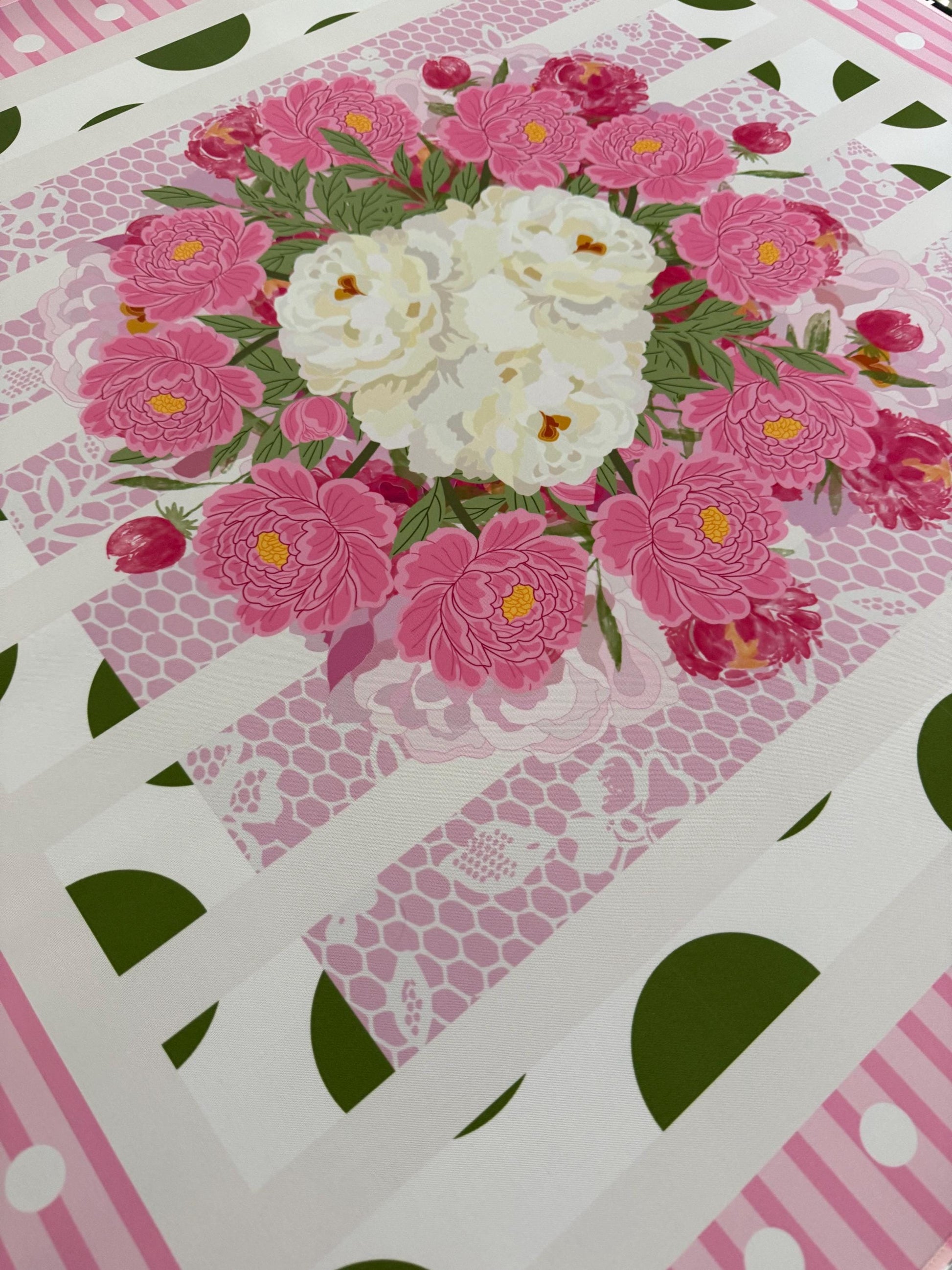 Sweet Peony Mahjong Mat- shipping is included, rolled in a box