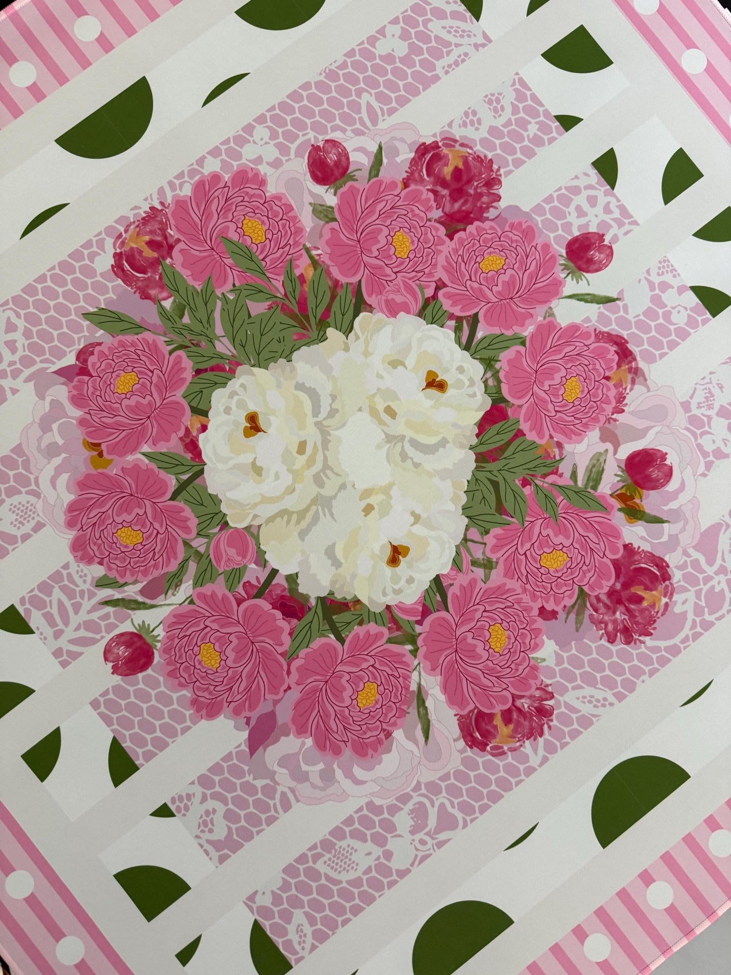 Sweet Peony Mahjong Mat- shipping is included, rolled in a box
